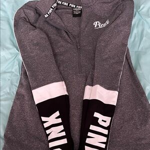 Victoria's Secret PINK Heather Gray Pullover with Black Trim